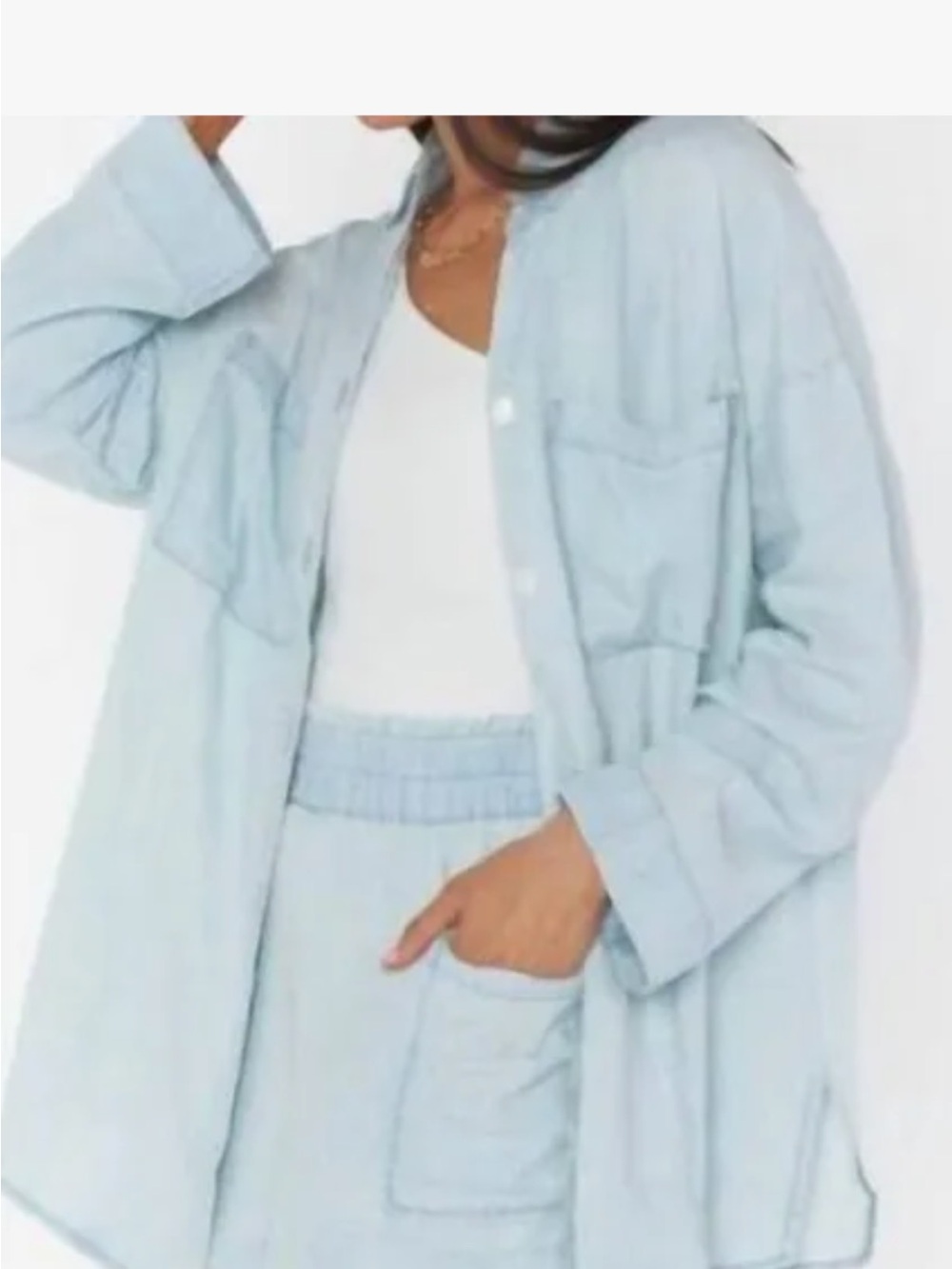 Show Me Your Mumu Weekday Button Up
Light Chambray, Size XL